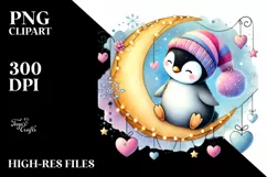 Colorful Watercolor Penguin PNG Product Image 2