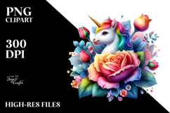 Colorful Baby Unicorn Flower, PNG Product Image 2