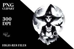 Gothic Evil Witch with Cat PNG Product Image 2