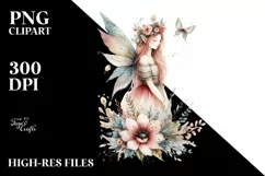 Washed Watercolor Boho Fairy, Transparent PNG Product Image 3