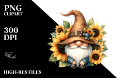 Cute Gnome with Sunflower, PNG Product Image 2