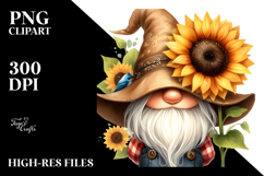 Cute GNOME with Sunflower PNG Product Image 2