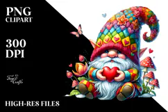 Detailed Valentines Gnome with Detailed Hat, PNG Product Image 2