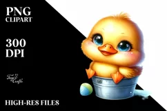 Colorful Baby Duck Smiling on Bucket | Sublimation Clipart Product Image 3