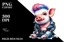 Vibrant Pig in Watercolor, High-Res PNG Product Image 2