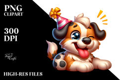 Cartoony Puppy with Party Hat, PNG Product Image 2