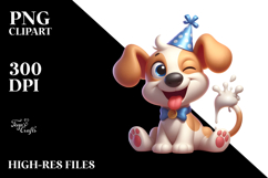 Cartoony Puppy with Party Hat, PNG Product Image 2