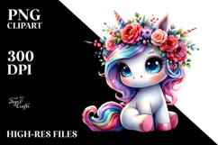 Vibrant Cute Unicorn with Cool Haircut, in the Style of Product Image 2