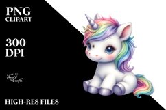 Cute Baby Unicorn Diving Meteor | Sublimation | Clipart Product Image 1