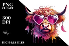Detailed Pink Highland Cow, PNG Product Image 2