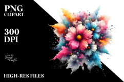 Colorful Skull with Grungy Splash PNG Product Image 2