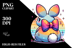 Retro Bunny with Glittery Bow PNG Product Image 2