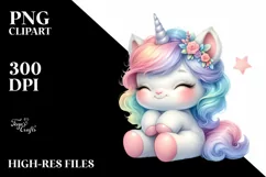 Cute Baby Unicorn Diving Meteor | Sublimation | Clipart Product Image 3