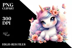 Cute Baby Unicorn Diving Meteor | Sublimation | Clipart Product Image 3