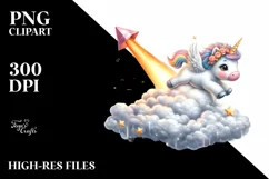 Cute Unicorn Meteor Watercolor Clipart Title Product Image 3