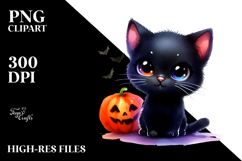 Baby Black Cat Halloween PNG Product Image 2