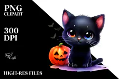 Baby Black Cat Halloween PNG Product Image 2