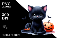 Baby Black Cat Halloween PNG Product Image 2