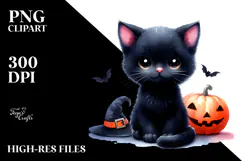 Baby Black Cat Halloween PNG Product Image 2