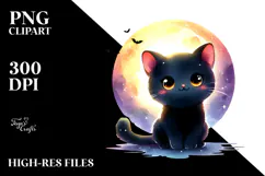Baby Black Cat Halloween PNG Product Image 2
