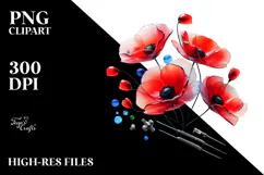 Chic Poppy with Metallic Accents, PNG Product Image 2