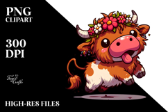 Dancing Cow with Flower Crown, Transparent PNG Product Image 2
