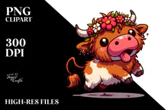 Dancing Cow with Flower Crown, Transparent PNG Product Image 2