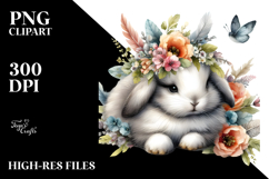 Adorned Baby Rabbit Watercolor PNG Product Image 2