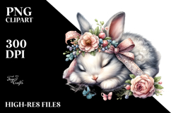 Adorned Baby Rabbit Watercolor PNG Product Image 2