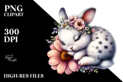 Adorned Baby Rabbit Watercolor PNG Product Image 2