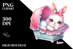 Vibrant Baby Bunny in Cradle PNG Product Image 2