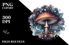 Mystical Celestial Mushroom,Watercolor PNG Product Image 3