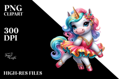 Colorful Baby Unicorn in Charleston Dancer&#039;s Dress, PNG Product Image 2