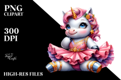 Colorful Baby Unicorn in Charleston Dancer&#039;s Dress, PNG Product Image 2