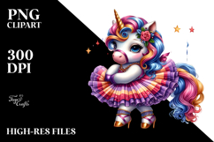 Colorful Baby Unicorn in Charleston Dancer&#039;s Dress, PNG Product Image 2