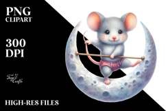 Sublimation Cute Baby Mouse Playing Gymnastics on the Moon Product Image 2