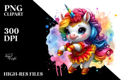 Colorful Baby Unicorn in Redowa Dancer&#039;s Outfit, PNG Product Image 2
