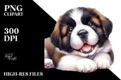 Baby Saint Bernard Watercolor PNG Product Image 2