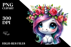 Vibrant Cute Unicorn with Cool Haircut PNG Product Image 2