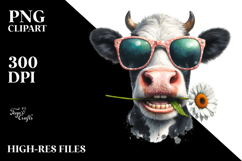 Crazy Cow with Sunglasses, Transparent PNG Product Image 2