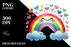 Smiling Rainbow with Hearts PNG Product Image 2