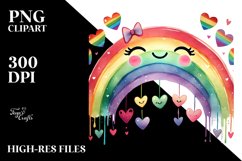 Smiling Rainbow with Hearts PNG Product Image 2