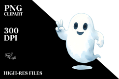 Funny Ghost Watercolor on White Background PNG Product Image 2