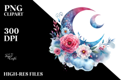 Whimsical Moon with Flowers and Clouds Product Image 2