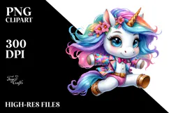 Vibrant Cute Unicorn Jumping PNG Product Image 2