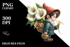 Detailed Gnome Calla Lily Bouquet | Sublimation | Clipart Product Image 3