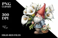 Detailed Gnome Calla Lily Bouquet | Sublimation | Clipart Product Image 1