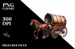 Vintage Rusted Horse Wagon Stars | Sublimation Clipart Product Image 1