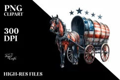 Vintage Rusted Horse Wagon with Stars | Clipart Product Image 3