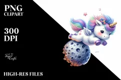 Cute Unicorn Meteor Watercolor Clipart Title Product Image 3